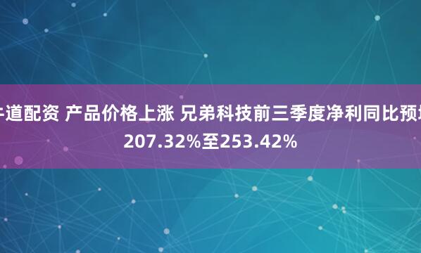 牛道配资 产品价格上涨 兄弟科技前三季度净利同比预增207.32%至253.42%